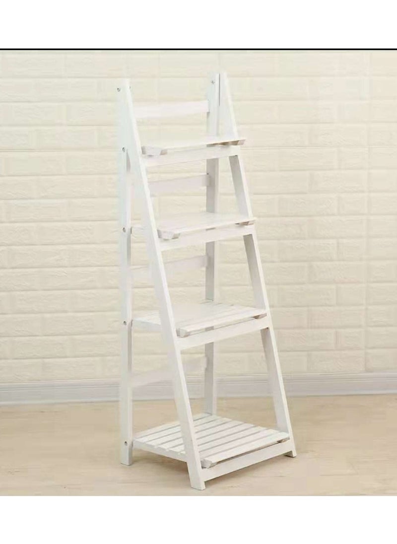 Plant Stand 4 Tier Foldable Wooden Stand Sturdy & Durable Ladder Shelf Multipurpose Shelves Display Stand for Bookshelf Space Saving & Stylish