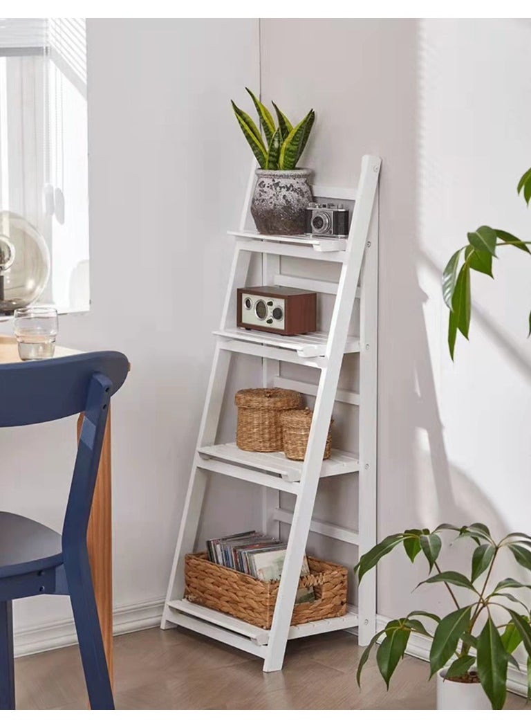 Plant Stand 4 Tier Foldable Wooden Stand Sturdy & Durable Ladder Shelf Multipurpose Shelves Display Stand for Bookshelf Space Saving & Stylish