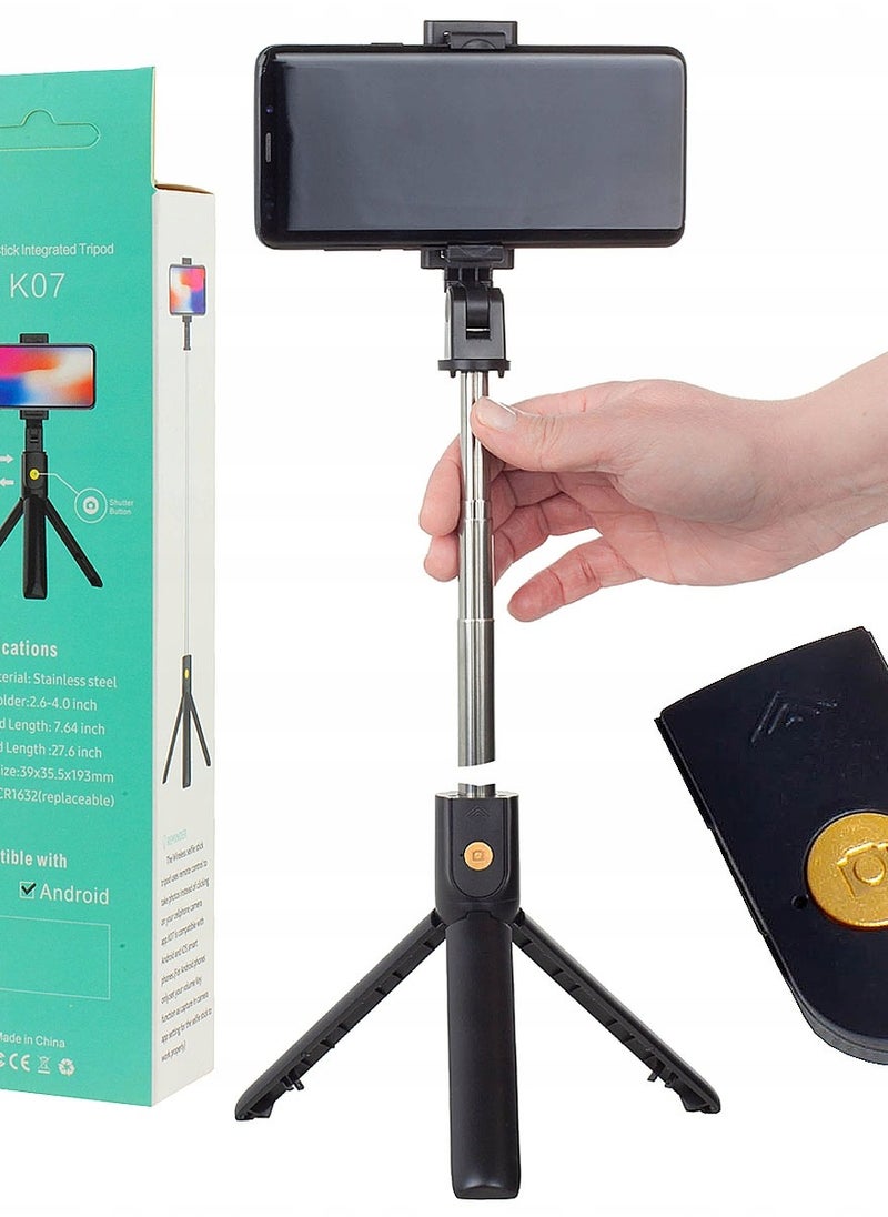 Generic - 5-Section Extendable Selfie Stick/3D Tripod Stand with Remote Control Black - Image 1