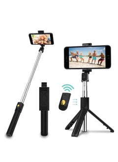 5-Section Extendable Selfie Stick/3D Tripod Stand with Remote Control Black