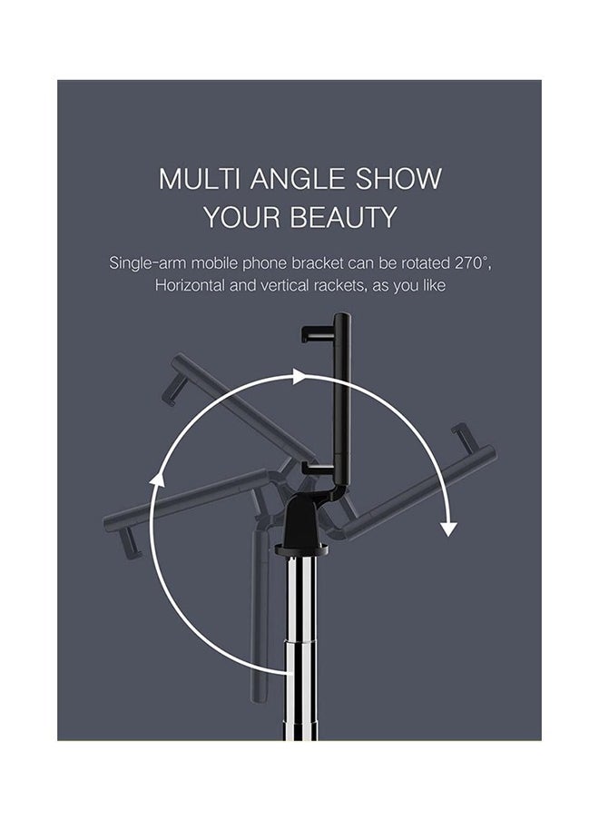 Generic - 5-Section Extendable Selfie Stick/3D Tripod Stand with Remote Control Black - Image 1
