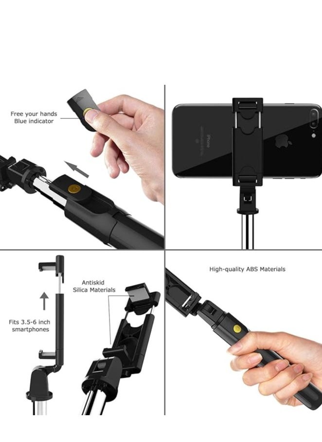 Generic - 5-Section Extendable Selfie Stick/3D Tripod Stand with Remote Control Black - Image 1