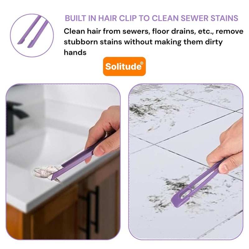 Solitude Multi-Function Toilet & Bathroom Cleaning Brush Hard Bristle Rotating Crevice & Tile Scrubber, Floor & Toilet Cleaner, Grout & Gap Cleaning Tool, Plastic Handle Brush - Image 5