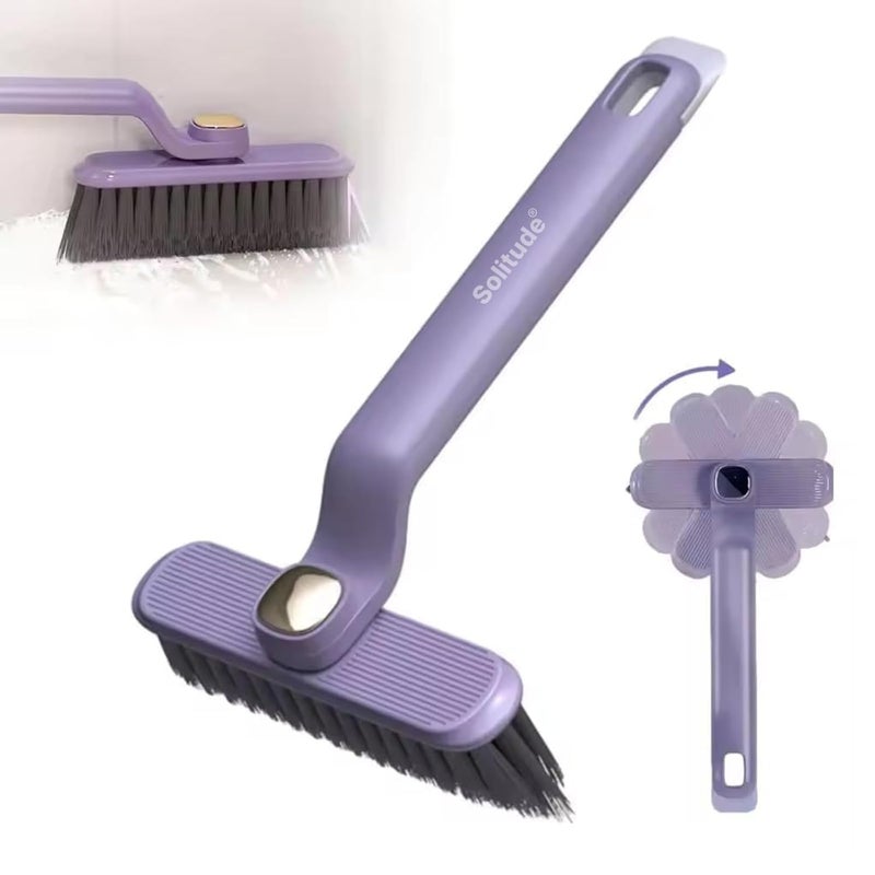 Solitude Multi-Function Toilet & Bathroom Cleaning Brush Hard Bristle Rotating Crevice & Tile Scrubber, Floor & Toilet Cleaner, Grout & Gap Cleaning Tool, Plastic Handle Brush - Image 1