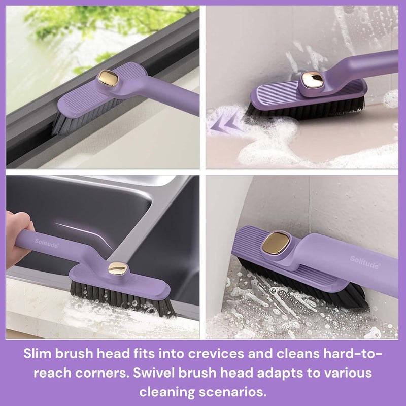 Solitude Multi-Function Toilet & Bathroom Cleaning Brush Hard Bristle Rotating Crevice & Tile Scrubber, Floor & Toilet Cleaner, Grout & Gap Cleaning Tool, Plastic Handle Brush - Image 3