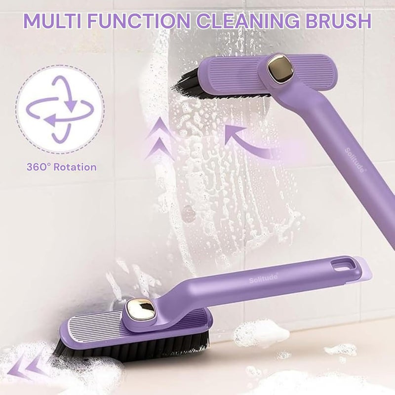 Solitude Multi-Function Toilet & Bathroom Cleaning Brush Hard Bristle Rotating Crevice & Tile Scrubber, Floor & Toilet Cleaner, Grout & Gap Cleaning Tool, Plastic Handle Brush - Image 4