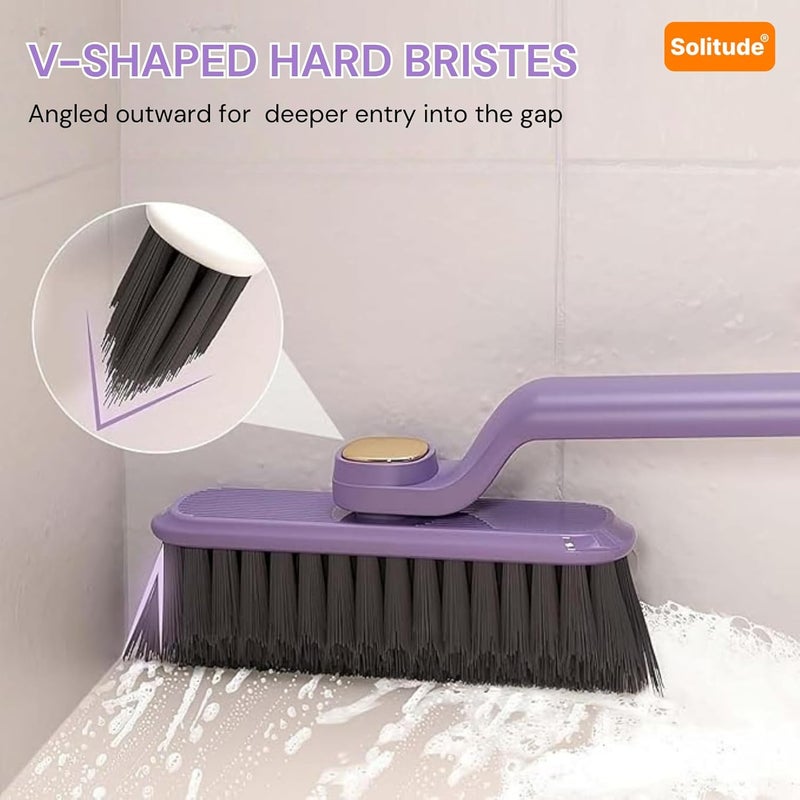 Solitude Multi-Function Toilet & Bathroom Cleaning Brush Hard Bristle Rotating Crevice & Tile Scrubber, Floor & Toilet Cleaner, Grout & Gap Cleaning Tool, Plastic Handle Brush - Image 2