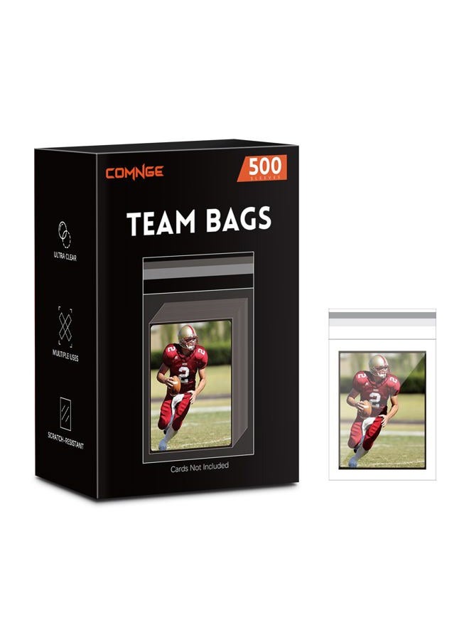 Comnge 500ct Resealable Team Bags - Secure Storage Sleeves for Standard Trading Cards, Standard Toploaders, Magnetic Card Holder (35pt-130pt) Organize, Protect & Transport Card Collections - Image 1