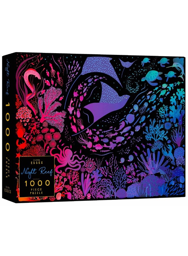 Puzzles For Adults 1000 Pieces And Up Night Reef ; 1000 Piece Puzzle For Adults ; Jigsaw Puzzles 1000 Pieces ; Coral Ocean Sea And Shark Puzzle ; Puzzles Size 28 X 20 Inches - Image 1