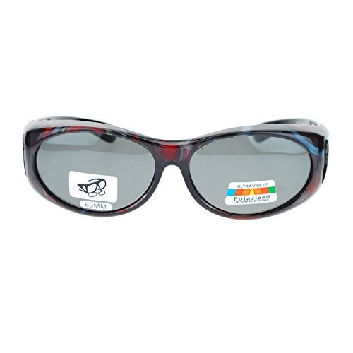 SA106 Womens Glare Blocking Polarized Lens 60mm Fit Over Oval Sunglasses Dark Red - Image 2