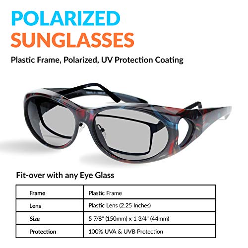 SA106 Womens Glare Blocking Polarized Lens 60mm Fit Over Oval Sunglasses Dark Red - Image 5