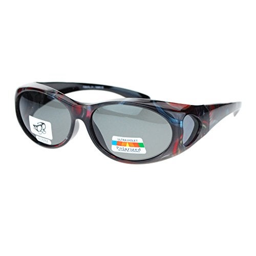 SA106 Womens Glare Blocking Polarized Lens 60mm Fit Over Oval Sunglasses Dark Red - Image 1