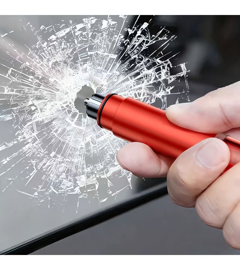 Red Emergency Safety Hammer Car Window Breaker with Seat Belt Cutter Portable Car Home Escape Tool 1 Pack - Image 2