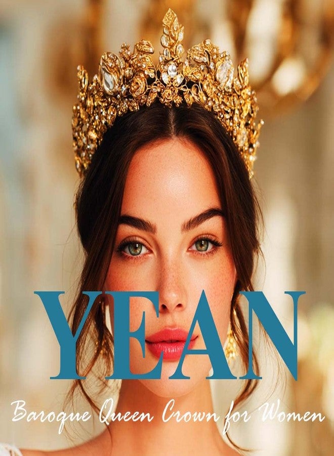 يان تيجان وتيجان مرصعة بأحجار الراين الباروكية المضيئة من Yean LED، تاج ذهبي مضيء للعرائس، تاج مرصع بالكريستال لحفلات الزفاف، طوق رأس للنساء - Image 5