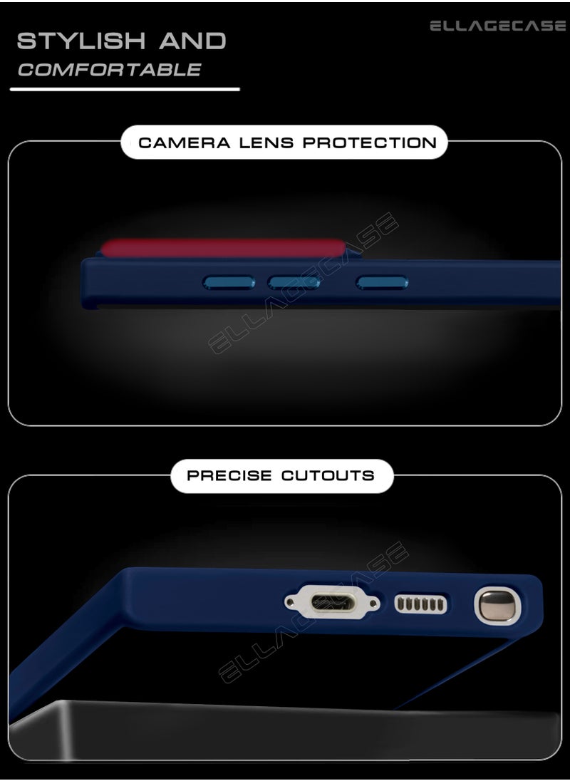 ELLAGECASE - Blue Stylish Case for Samsung Galaxy S25 Ultra, Solid Camera Protection, Shockproof, Enhanced Protection, Compatible with MagSafe and Wireless Charging - Image 1