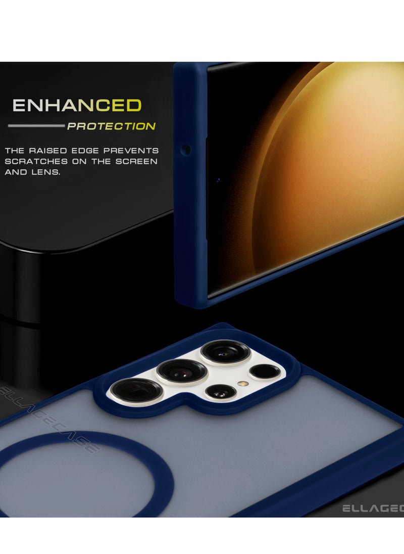 ELLAGECASE - Blue Stylish Case for Samsung Galaxy S25 Ultra, Solid Camera Protection, Shockproof, Enhanced Protection, Compatible with MagSafe and Wireless Charging - Image 1
