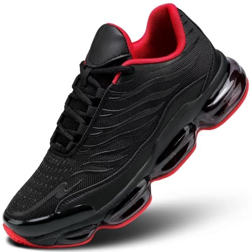 Socviis Mens Air Running Shoes Non Slip Workout Casual Sport Walking Shoes Basketball Sneakers Fashion Tennis Fitness Trainers BlackRed - Image 1