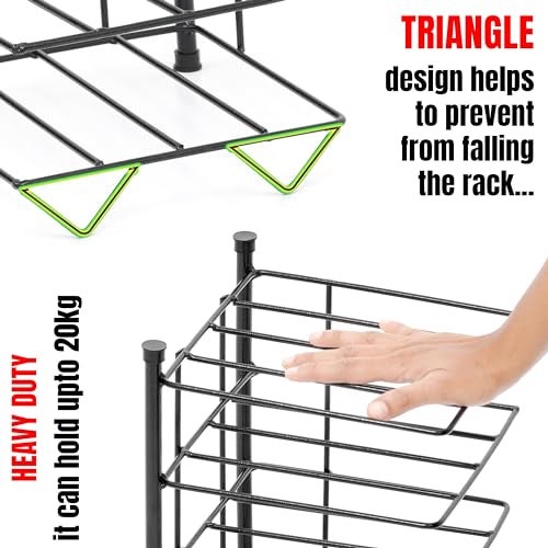 Livzing Pot Rack for Kitchen - 4 Tier Pan Organizer Stand - Tabletop Tawa Bartan Rack Holder Stand for Cooker Utensil Skillet Pan Griddle Shallow Pot Countertop Kitchen Storage Shelf Organizer,Metal - Image 4