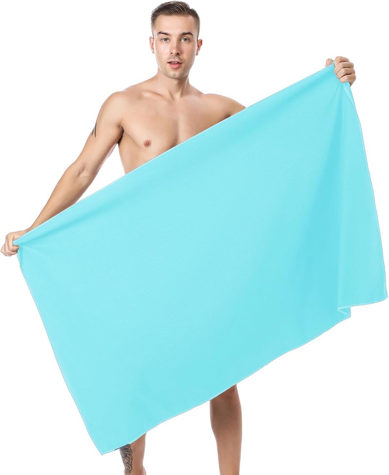 Quick Dry Turkish Beach Towel - Oversized Microfiber Towel (Sky Blue) - Image 1