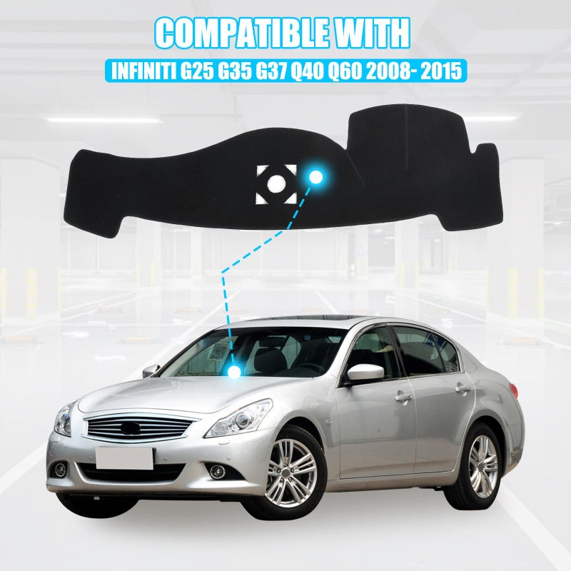 LLKUANG Dash Cover Mat Compatible with Infiniti G25 G35 G37 Q40 Q60 2008-2015 Terylene Car Dashboard Cover Sun Shade Pad,Anti-Slip Dash Board Pad Accessories(Left Hand Drive) - Image 2