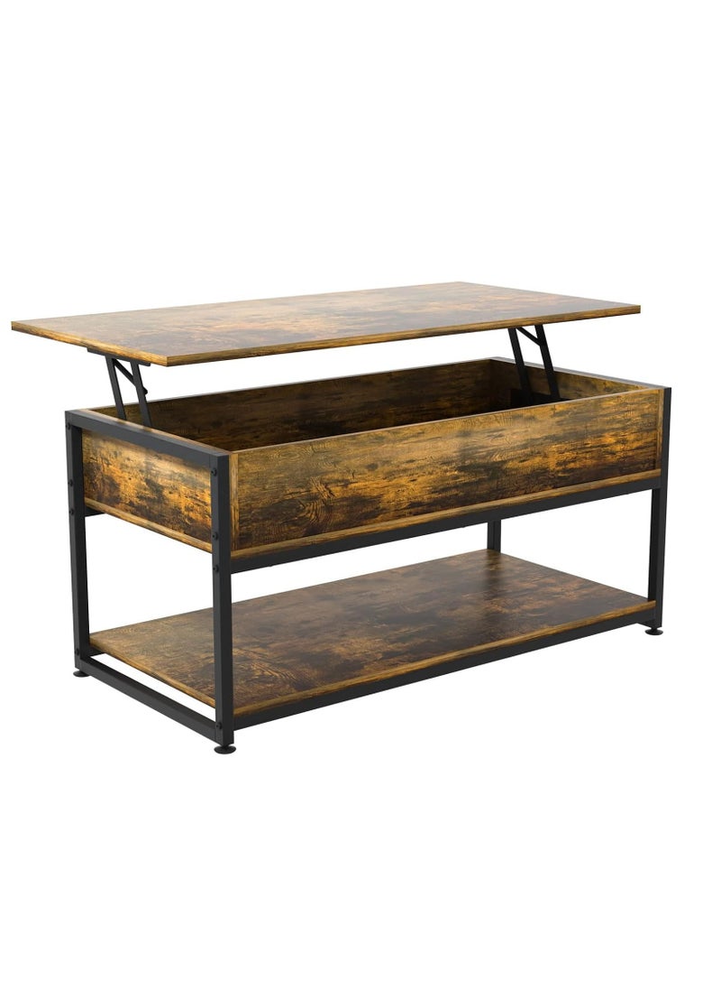 Royal Polar - Lift Top Coffee Tables for Living Room, Industrial Wood Storage Shelf Cabinet for Living Room Reception Room Office Coffee Table with op-Up Storage, Open Shelf Rising Center/End Table for Living Room - Image 1