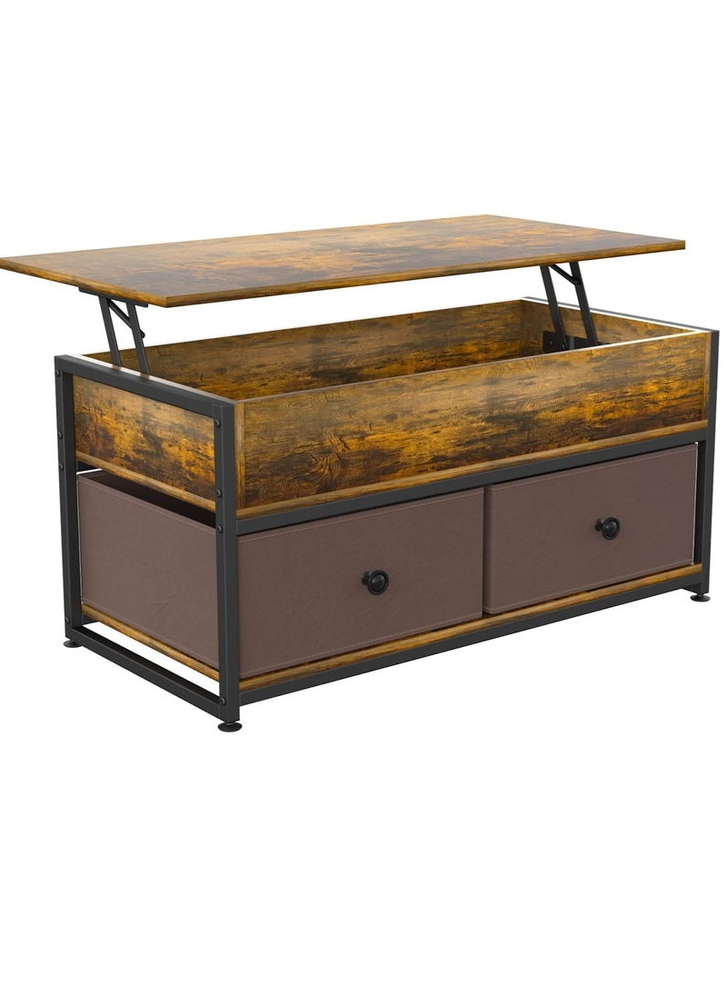 Royal Polar - Lift Top Coffee Tables for Living Room, Industrial Wood Storage Shelf Cabinet for Living Room Reception Room Office Coffee Table with op-Up Storage, Open Shelf Rising Center/End Table for Living Room - Image 1