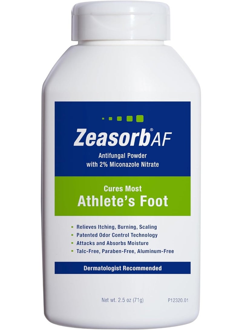 Zeasorb Super Absorbent AF Powder, Patented Odor Control Technology, with 2% Miconazole Nitrate and Soothing Aloe, Talc-Free, 2.5 oz Bottle