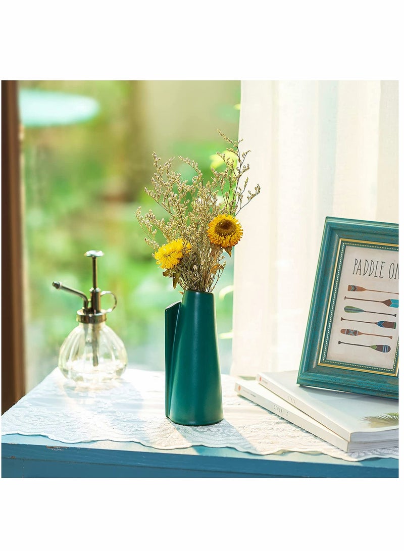 KASTWAVE Vases, Ceramic, Modern Small Vase Creativity Decorative, for Home Living Room, Kitchen Fireplace Decor, Home Decorative Green (Not Include Flower) - Image 2
