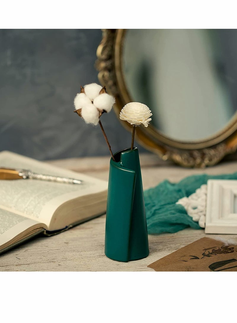 KASTWAVE Vases, Ceramic, Modern Small Vase Creativity Decorative, for Home Living Room, Kitchen Fireplace Decor, Home Decorative Green (Not Include Flower) - Image 3