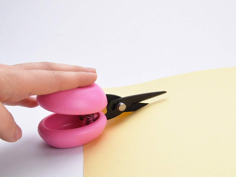 HARAC Adapted Safety Scissors - Tabletop Scissors for Toddlers, Kids, Seniors, Special Needs, and Injury Recovery - Spring Loaded Ambidextrous Handle, Non-Stick Blade, Made in Japan, Pink - Image 3