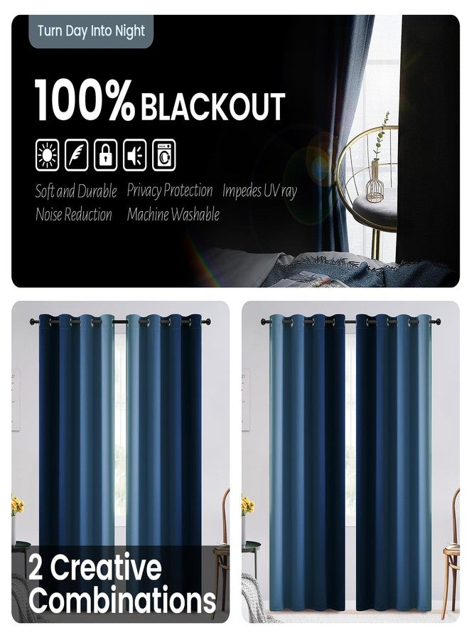 SimpleHome Ombre 100% Blackout Curtains for Bedroom, Full Light Blocking Gradient Blue Curtains, Thermal Insulated Grommet Window Drapes for Living Room,2 Panels, 52x84 inches Length - Image 2