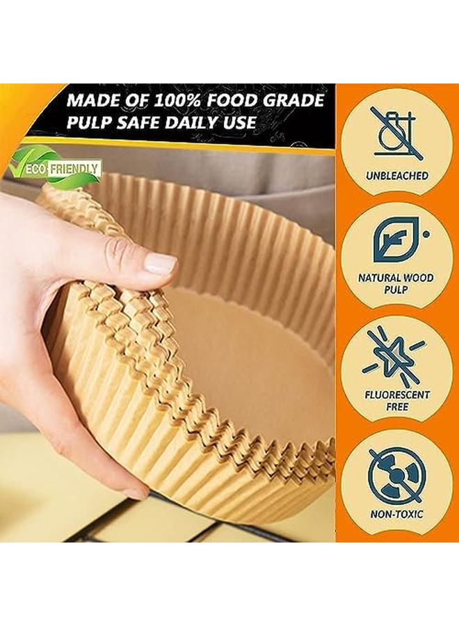 SKY-TOUCH 100Pcs Air Fryer Disposable Paper，Non Stick Parchment Paper For Air Fryer Liners，Round Food Grade Baking Paper For Air Fryer，16Cm 6.3Inch，Brown - Image 3