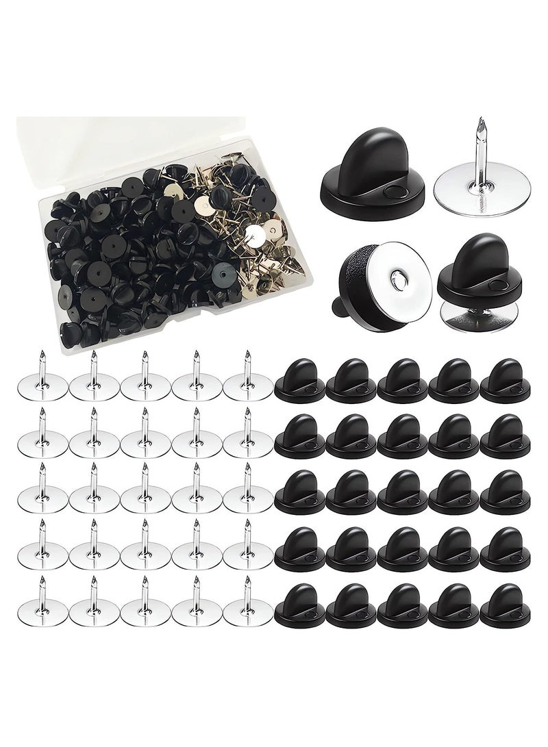 100 Pairs Rubber Pin Backs - Durable Butterfly Clutch Backings for Brooches, Ties, Hats & Badges - Secure Insignia Holders for All Your Pin Needs - Image 1