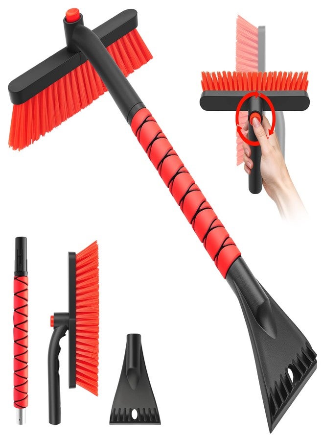 nacena Snow Brush and Ice Scrapers for Car Windshield, Detachable Snow Remover for Cars EVA Foam Grip and Rotatable Brush Head Snow Scraper for Car Trucks SUV, Winter Cars Accessories (Red) - Image 1