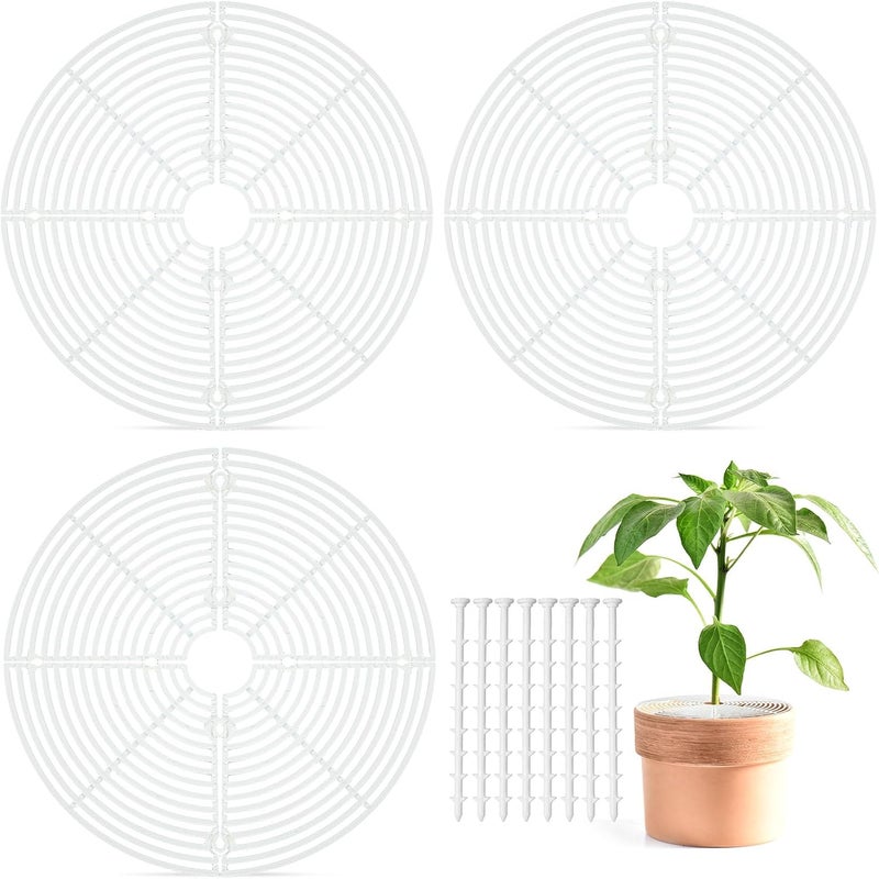 Sawysine 3 Pcs Plant Pot Cover Plant Protector from Animal Plant Pot Grid with Center Cutout Flower Cover Soil Protectors for Plants(11.8 in,White) - Image 1