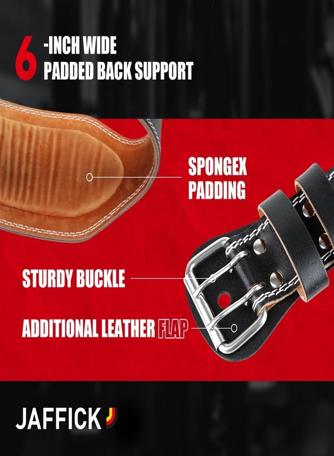 Jaffick Genuine Leather Weight Lifting Belt for Men Gym Weight Belt Lumbar Back Support Powerlifting Weightlifting Heavy Duty Workout Training Strength Training Equipment 6-Inch brown - Image 3