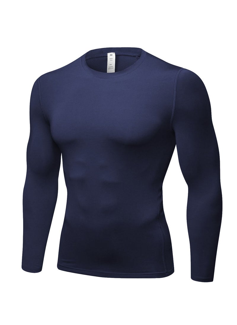 Loquat Men Quick Dry Breathable Long Sleeve Shirt Dark Blue  - Image 1