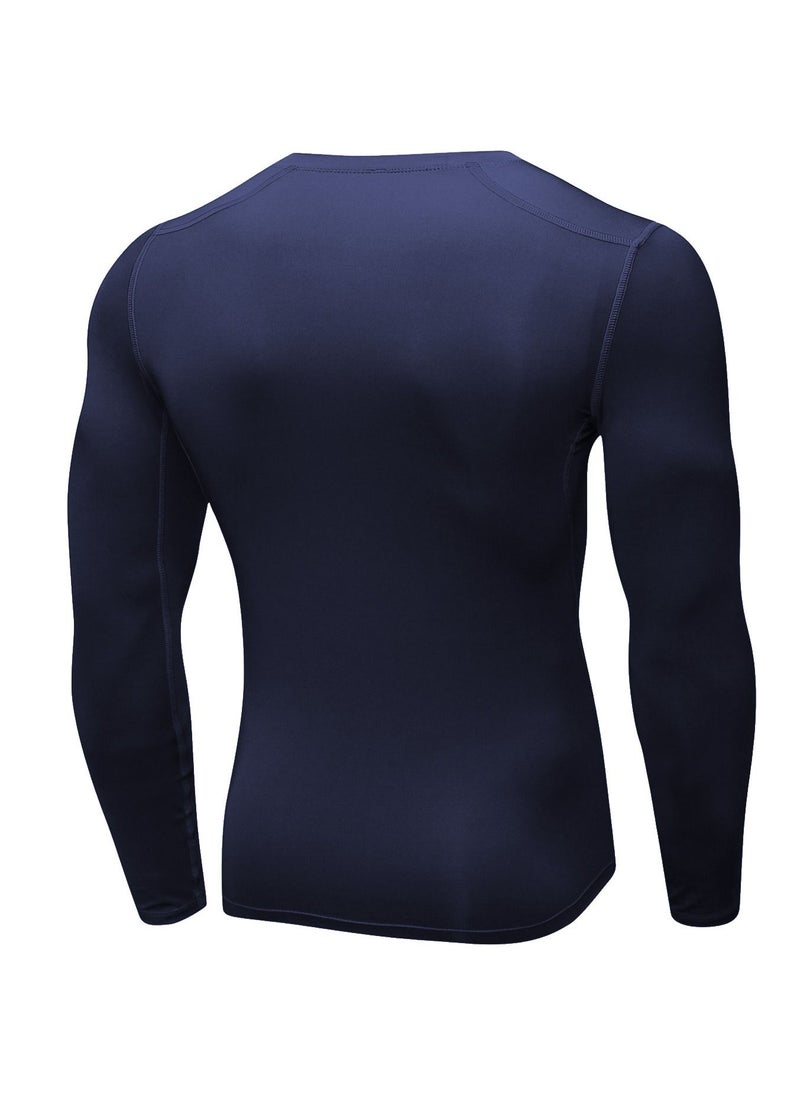 Loquat Men Quick Dry Breathable Long Sleeve Shirt Dark Blue  - Image 2