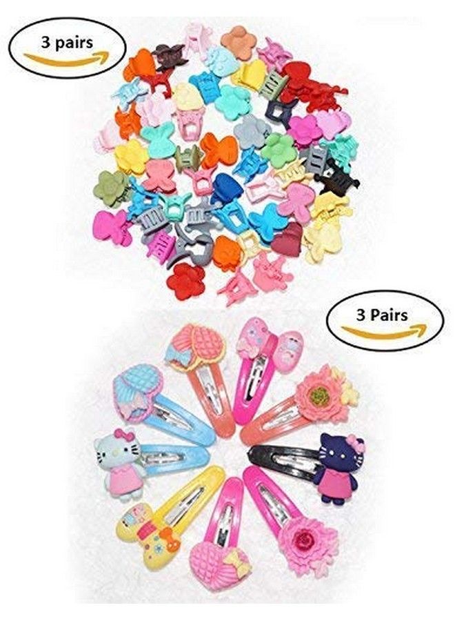 FOK 3 Pairs Tik Tak Hairpins & 3 Pairs Mini Clutchers For Babies & Kids Random Designs Color - Image 3