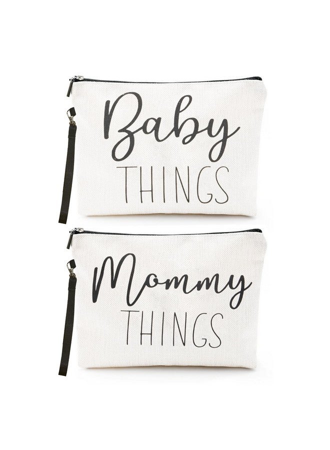 Ohmique Mommy & Baby Bag - Canvas Zipper Pouch Set, New Mom Essentials, Postpartum Travel Toiletry Bag for Baby, 2 PCS - Image 1