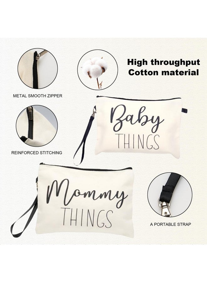 Ohmique Mommy & Baby Bag - Canvas Zipper Pouch Set, New Mom Essentials, Postpartum Travel Toiletry Bag for Baby, 2 PCS - Image 2