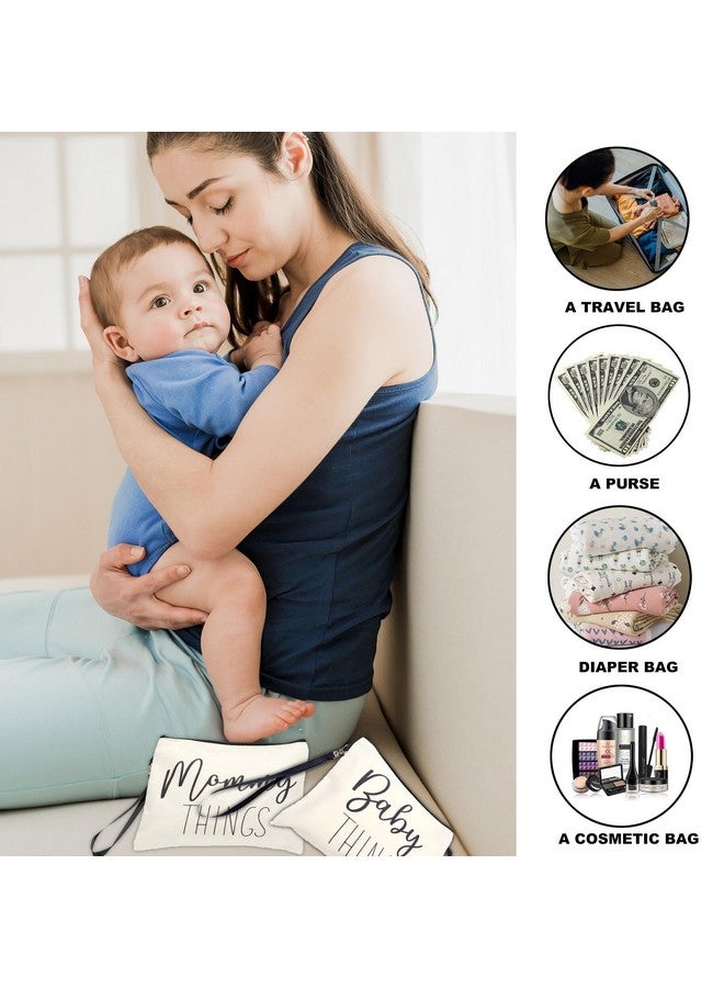 Ohmique Mommy & Baby Bag - Canvas Zipper Pouch Set, New Mom Essentials, Postpartum Travel Toiletry Bag for Baby, 2 PCS - Image 5
