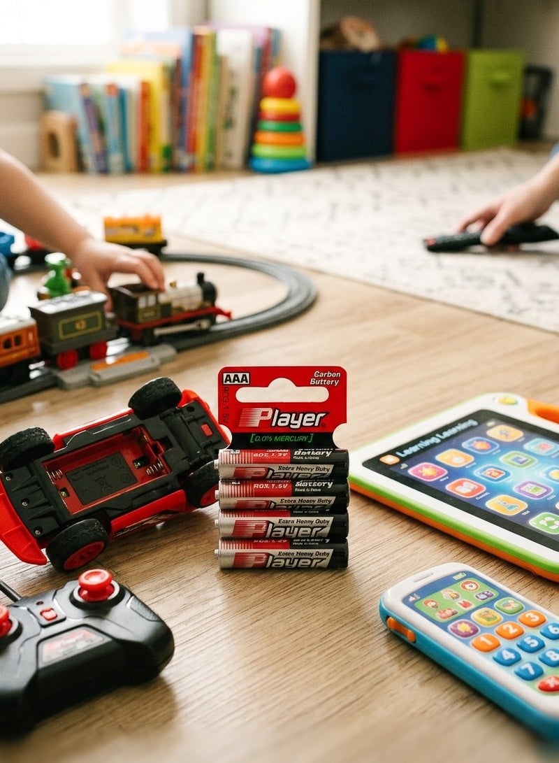 Player 48 Pieces AAA Extra Heavy Duty Carbon Batteries (12 Packs × 4 Batteries) - Image 2