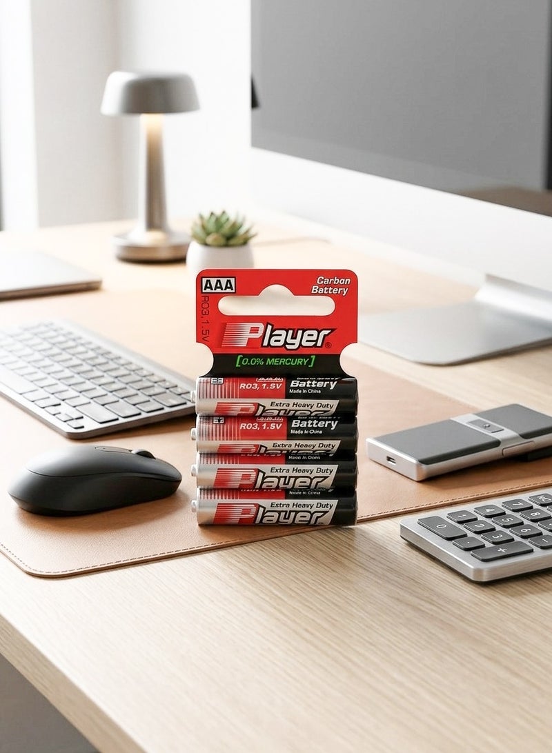 Player 48 Pieces AAA Extra Heavy Duty Carbon Batteries (12 Packs × 4 Batteries) - Image 5