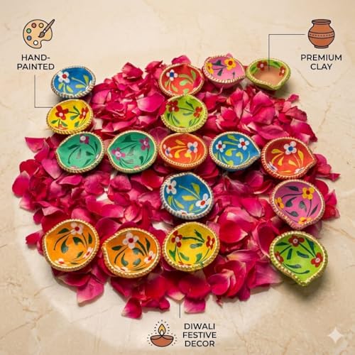 Saudeep India Pack of 11 Diwali Diyas | Traditional Handmade Terracotta Clay Diya | Mitti Deepak Decorate for Diwali | Diya for Puja | Diwali Home Decoration Diya - Image 2