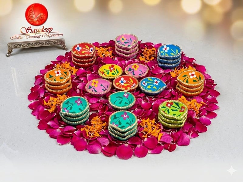 Saudeep India Pack of 11 Diwali Diyas | Traditional Handmade Terracotta Clay Diya | Mitti Deepak Decorate for Diwali | Diya for Puja | Diwali Home Decoration Diya - Image 5