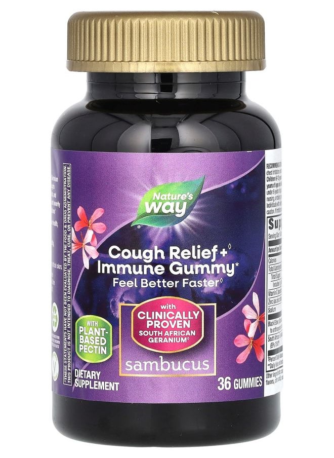 Nature's Cough Relief + Immune Gummy Sambucus 36 Gummies 