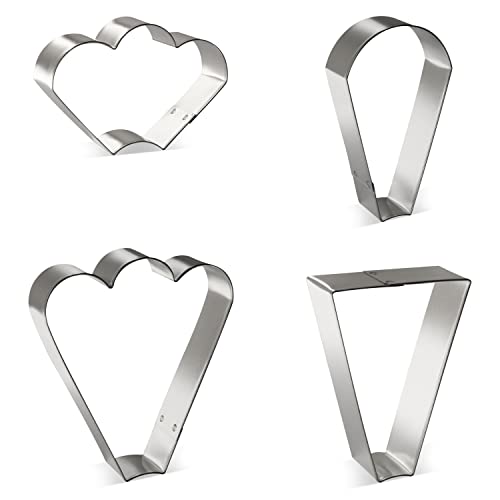 Foose Brand Cookie Cutters 4 Piece Platter Cookie Cutter Set 3 3/8 inTrapezoid, 4 in Teardrop Round, 3 in Clam and 4.5 in Fan Three Bumps, USA Made - Image 3