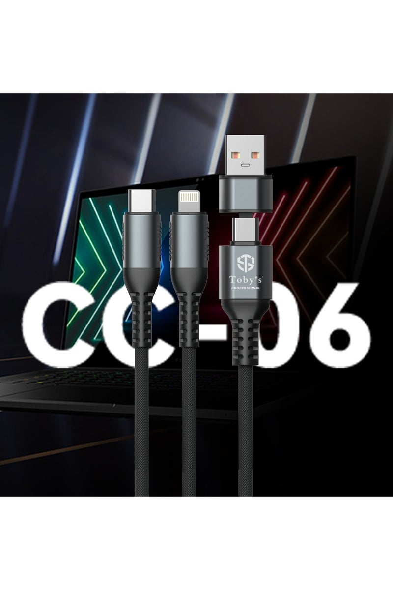 Toby's Toby’s CC-06 2-in-1 200W Fast Charging Cable | Lightning & Type-C | 5A Output | 1M Nylon Braided Durable Aluminum Alloy Cable - Image 2