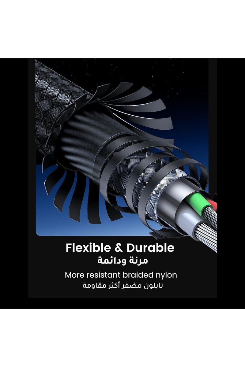 Toby's Toby’s CC-06 2-in-1 200W Fast Charging Cable | Lightning & Type-C | 5A Output | 1M Nylon Braided Durable Aluminum Alloy Cable - Image 5